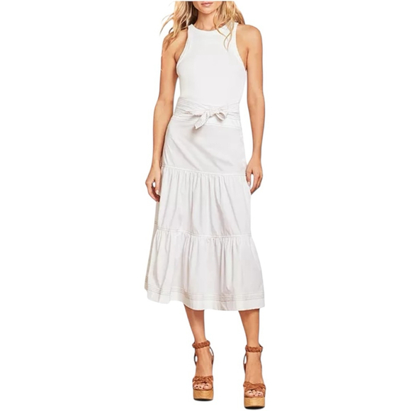 Veronica Beard Austyn White Belted Midi Dress Size Medium - Picture 2 of 10